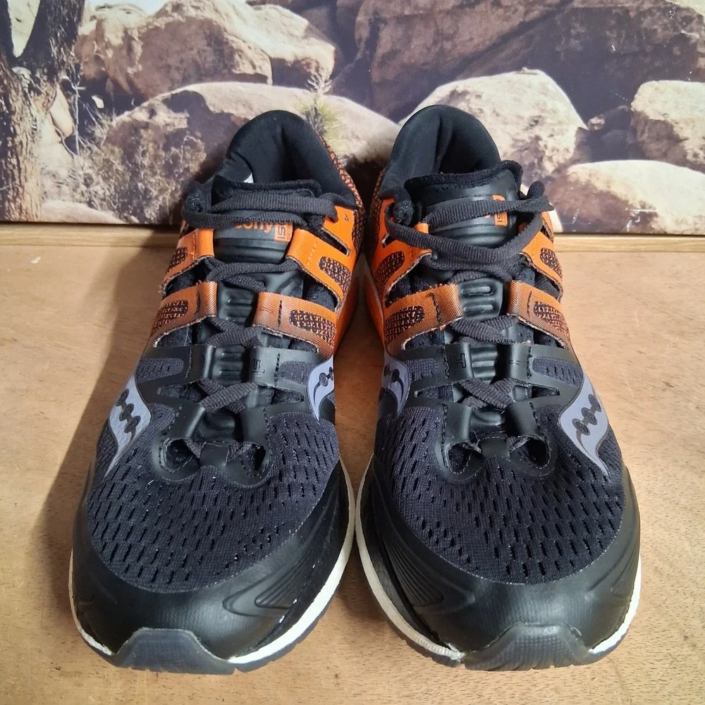 Saucony Liberty ISO Mens Running Shoes Black Orange EVERUN Stability Sz 8